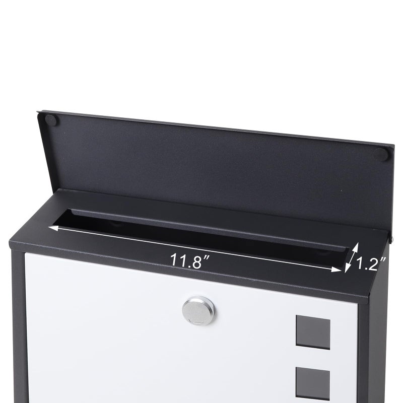 Jssmst Locking Mailbox Wall Mounted Verticalâ€“ Jssmst mailboxes with Key Lock and Newspaper Compartment, Key Lock Drop Box Large Capacity, 14.3 x 3.8 x 11.8 Inch, Whiteï¼ŒSM-HPB911WN - Image 3